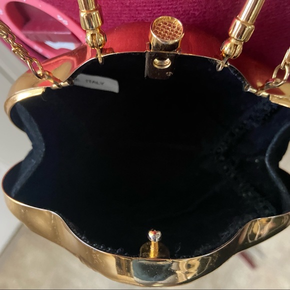 Vintage Style Paris women gold tone and white rhinestone metal case purse. Used. - Picture 8 of 16